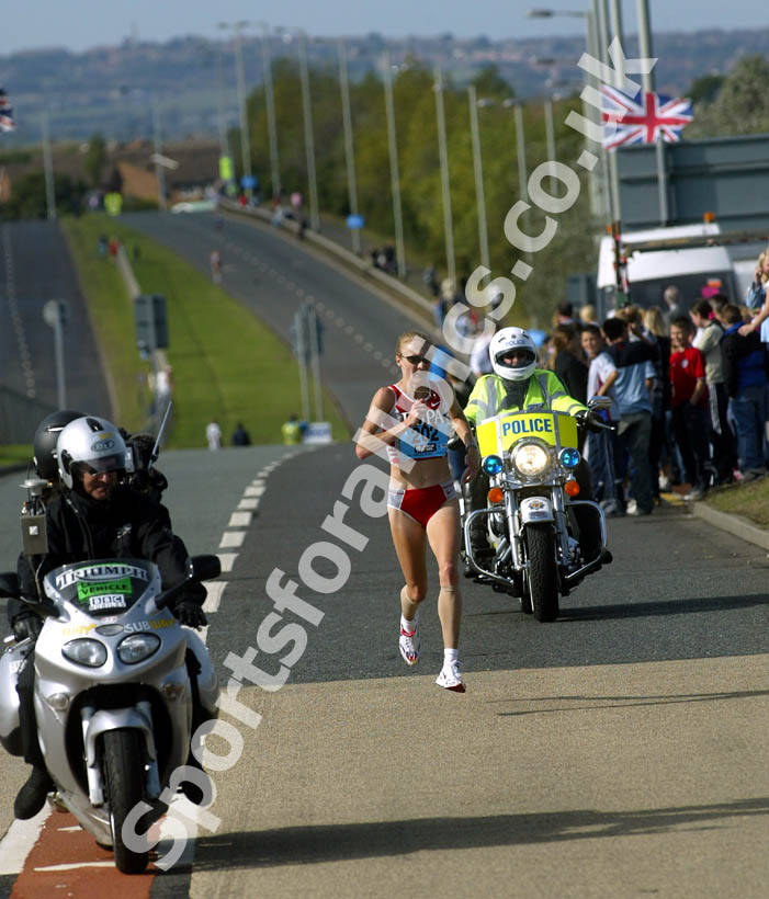 Paula Radcliffe has only the Police and camera crews for company during the GNR